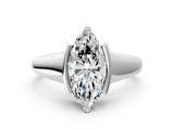 White gold Marquise Cut Solitaire Tension Set Diamond Ring with Split Shank Band_123