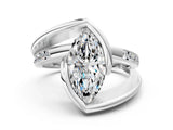 White gold Marquise Cut Solitaire Tension-Set Diamond Split Shank Ring_455