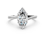White gold Marquise Cut Solitaire Twist Band Ring with Four-Prong Setting_114