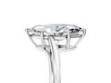 White gold Marquise Cut Solitaire Twist Band Ring with Four-Prong Setting_119