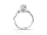 White gold Marquise Cut Solitaire Twist Engagement Ring with Leaf Accents and Prong Setting_10