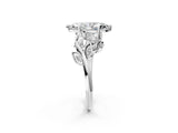 White gold Marquise Cut Solitaire Twist Engagement Ring with Leaf Accents and Prong Setting_21