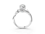 White gold Marquise Cut Solitaire Twist Engagement Ring with Leaf Accents and Prong Setting_22