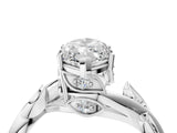 White gold Marquise Cut Solitaire Twist Engagement Ring with Leaf Accents and Prong Setting_23