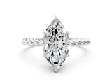 White gold Marquise Cut Solitaire Twisted Band 4-Prong Ring_219