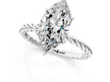 White gold Marquise Cut Solitaire Twisted Band 4-Prong Ring_220