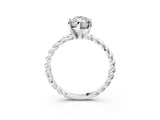 White gold Marquise Cut Solitaire Twisted Band with Four-Prong Setting_157