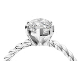 White gold Marquise Cut Solitaire Twisted Band with Four-Prong Setting_158