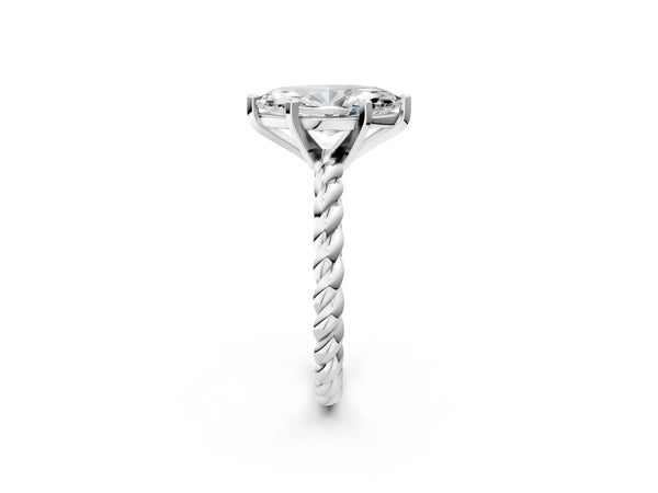 White gold Marquise Cut Solitaire Twisted Band with Four-Prong Setting