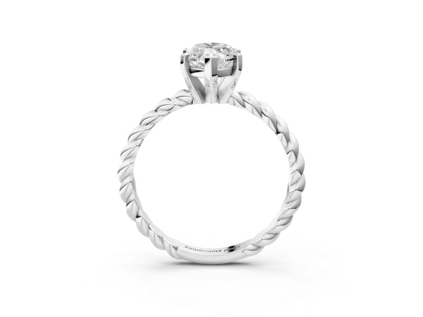 White gold Marquise Cut Solitaire Twisted Band with Four-Prong Setting