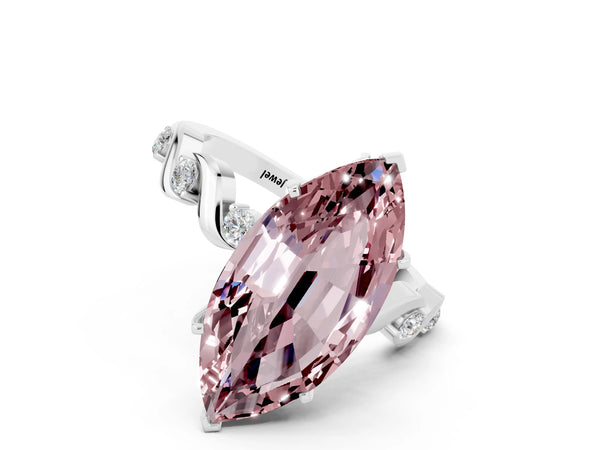Platinum Marquise Cut Solitaire Twisted Band with Prong Setting