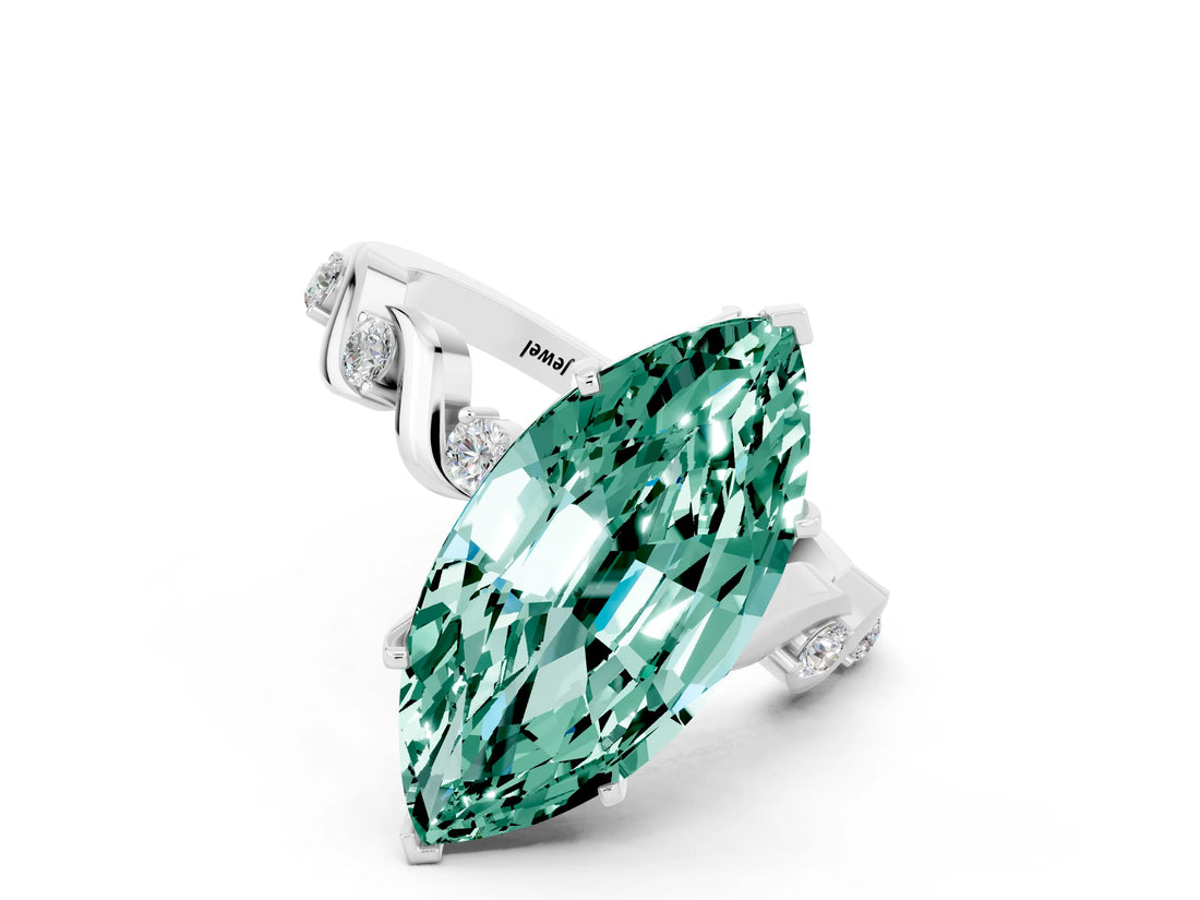 White gold Marquise Cut Solitaire Twisted Band with Prong Setting_12