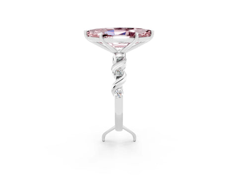 White gold Marquise Cut Solitaire Twisted Band with Prong Setting_13