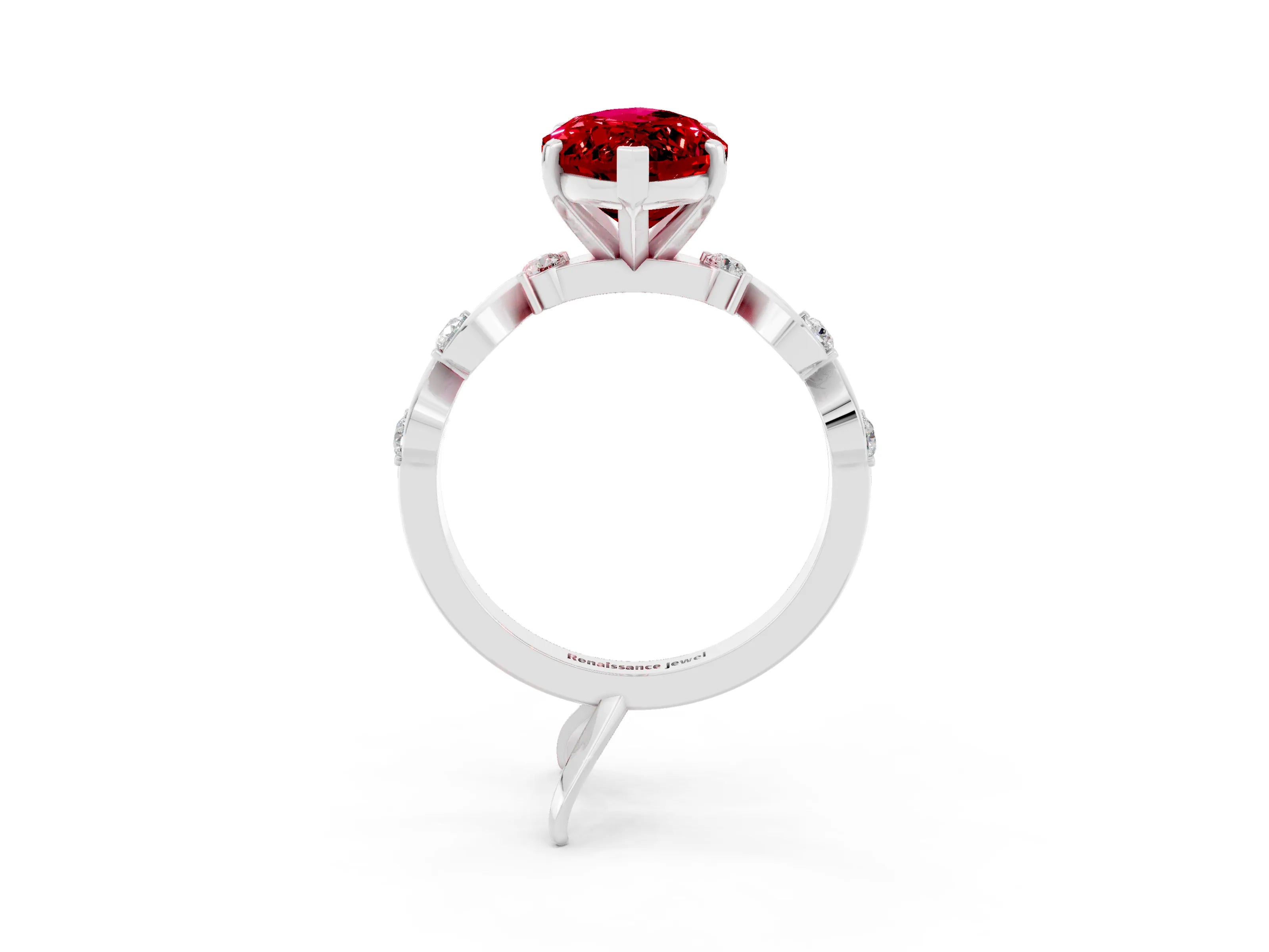 White gold Marquise Cut Solitaire Twisted Band with Prong Setting_15