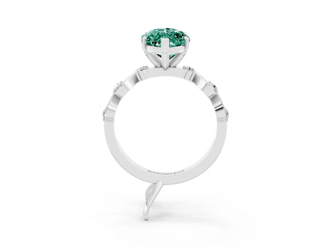 White gold Marquise Cut Solitaire Twisted Band with Prong Setting_15