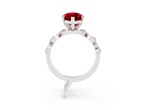 White gold Marquise Cut Solitaire Twisted Band with Prong Setting_15