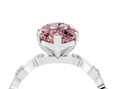 White gold Marquise Cut Solitaire Twisted Band with Prong Setting_15