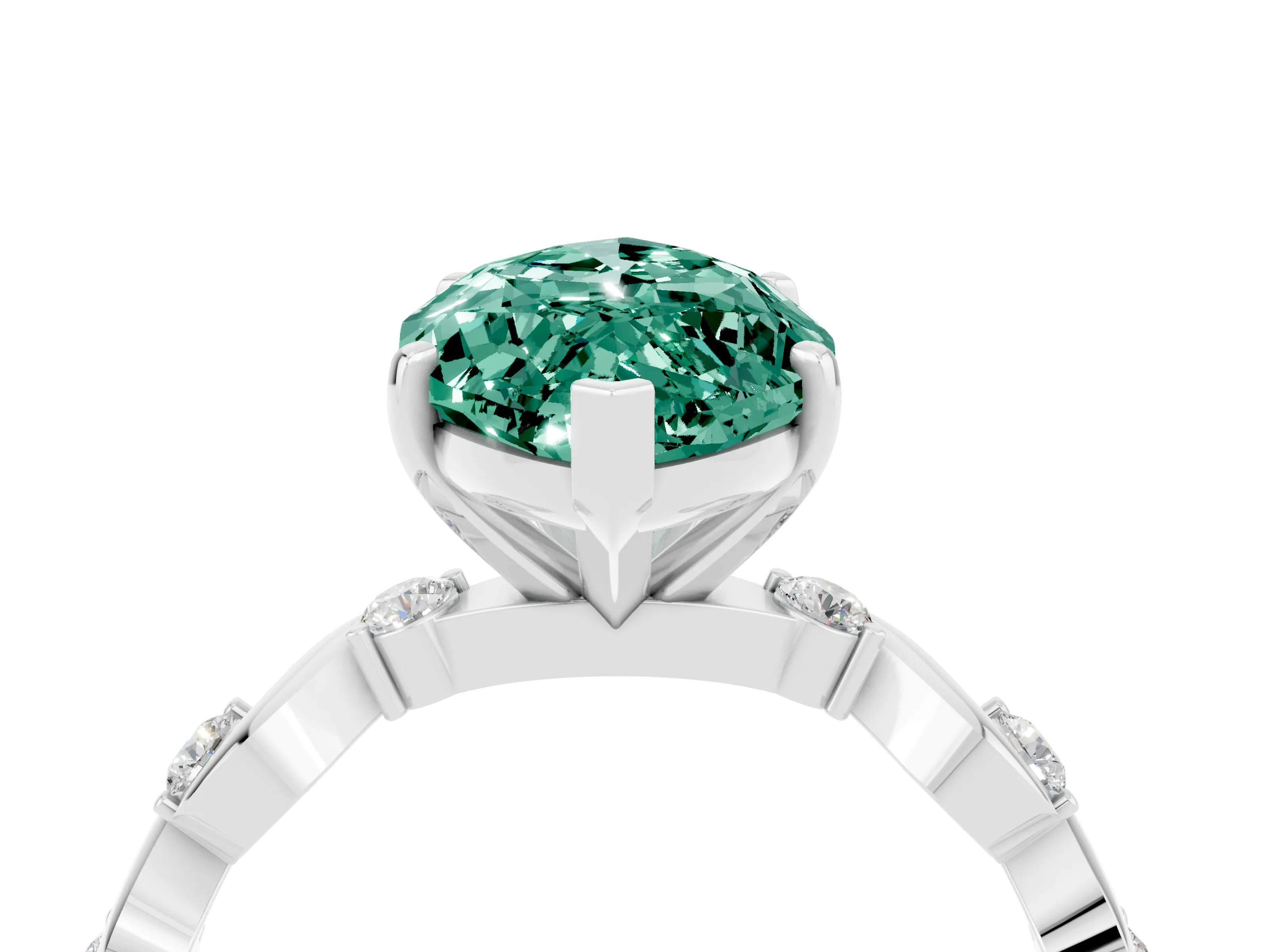 White gold Marquise Cut Solitaire Twisted Band with Prong Setting_16