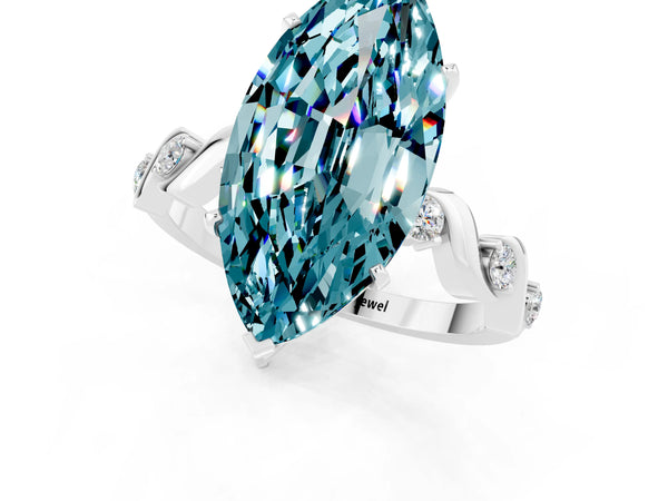 Silver Marquise Cut Solitaire Twisted Band with Prong Setting