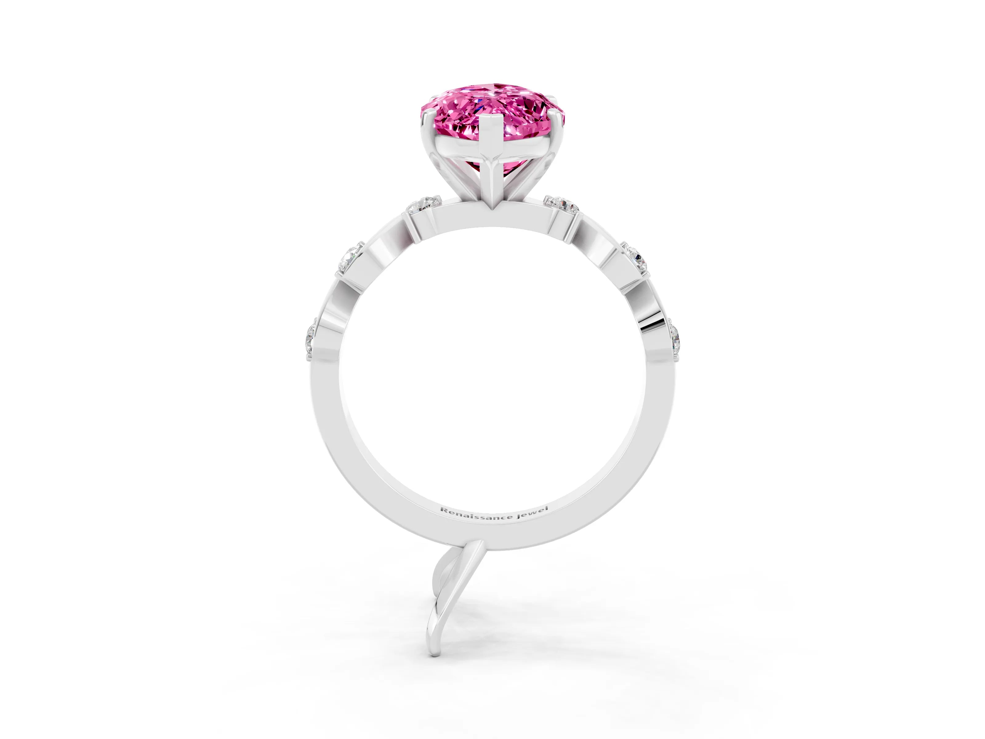 White gold Marquise Cut Solitaire Twisted Band with Prong Setting_21