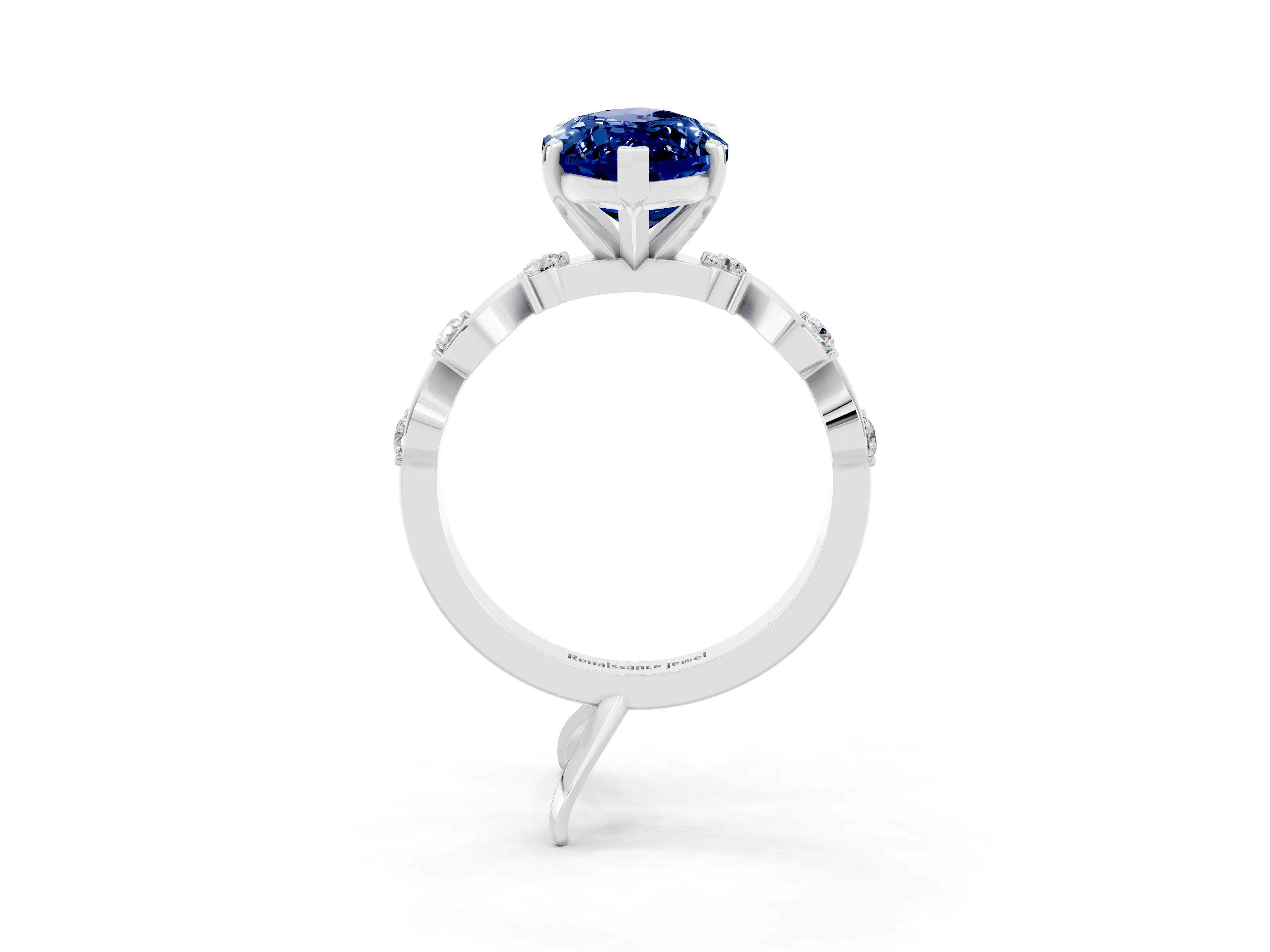 White gold Marquise Cut Solitaire Twisted Band with Prong Setting_21
