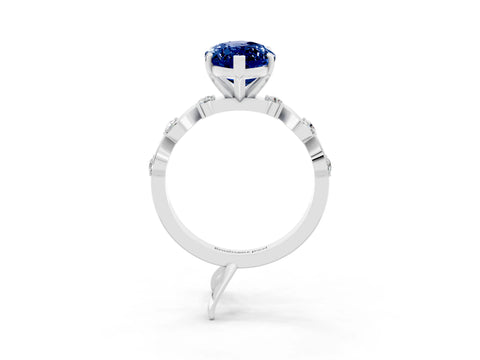 White gold Marquise Cut Solitaire Twisted Band with Prong Setting_21