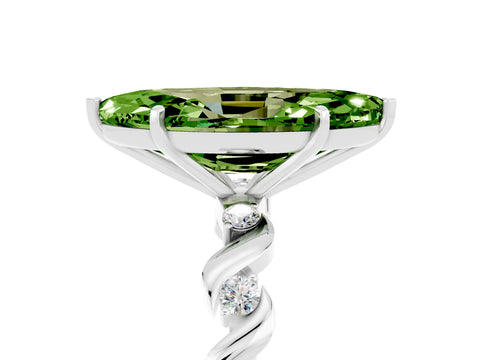 White gold Marquise Cut Solitaire Twisted Band with Prong Setting_23
