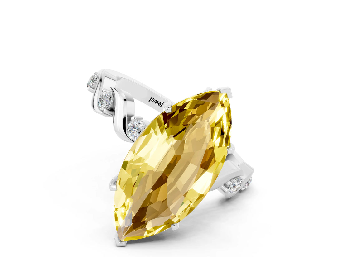 White gold Marquise Cut Solitaire Twisted Band with Prong Setting_24