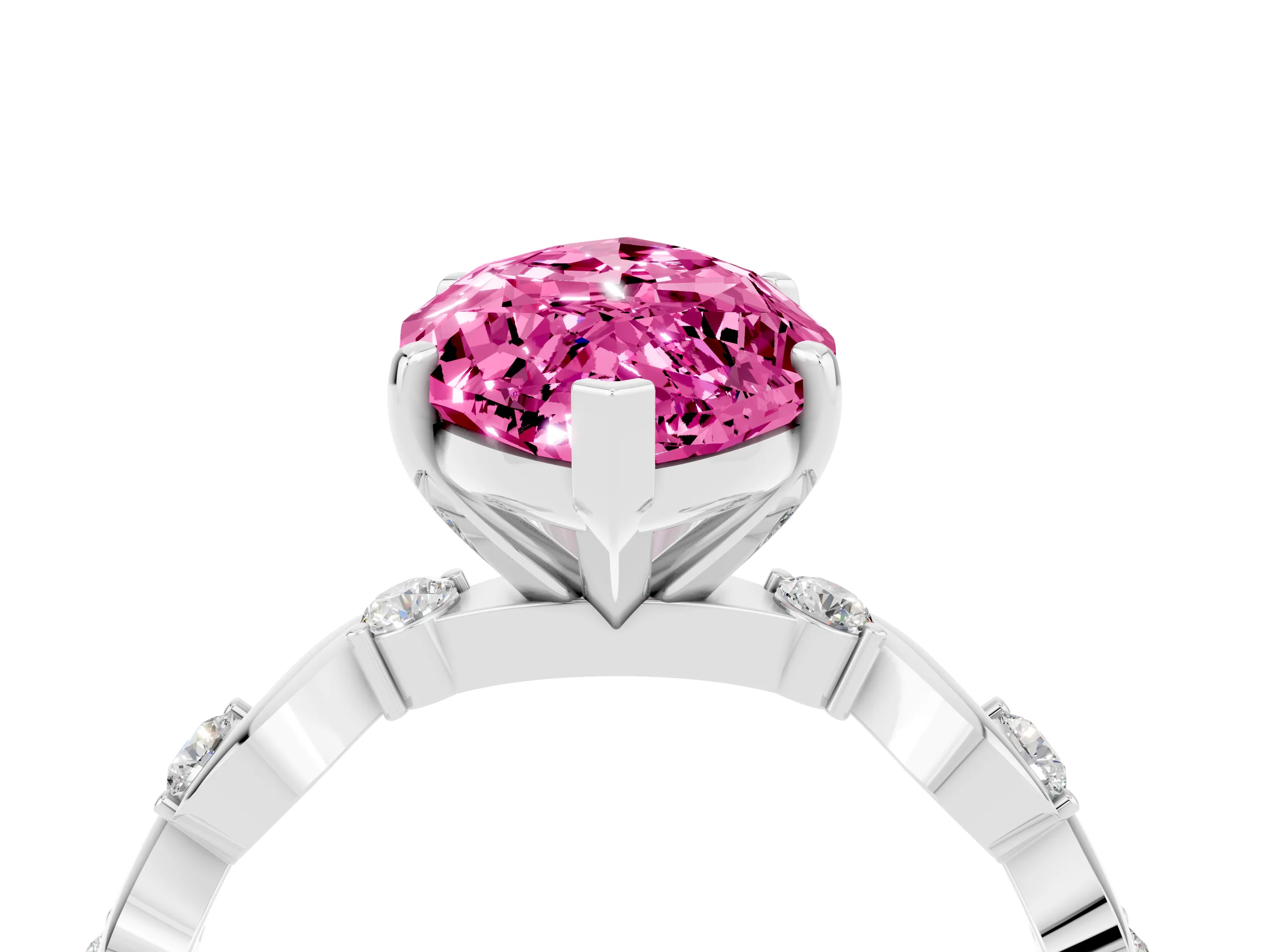 White gold Marquise Cut Solitaire Twisted Band with Prong Setting_28