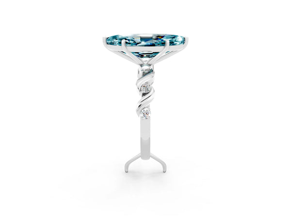 Silver Marquise Cut Solitaire Twisted Band with Prong Setting