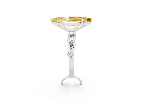 White gold Marquise Cut Solitaire Twisted Band with Prong Setting_2