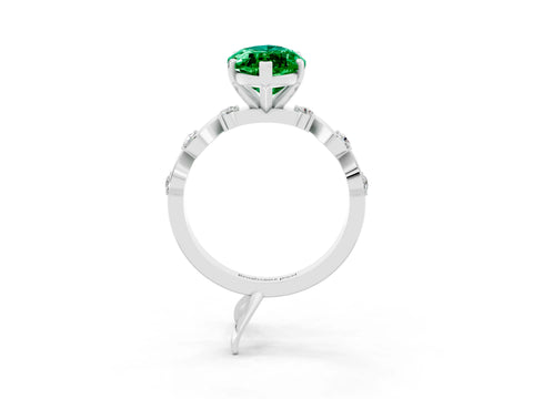 White gold Marquise Cut Solitaire Twisted Band with Prong Setting_3