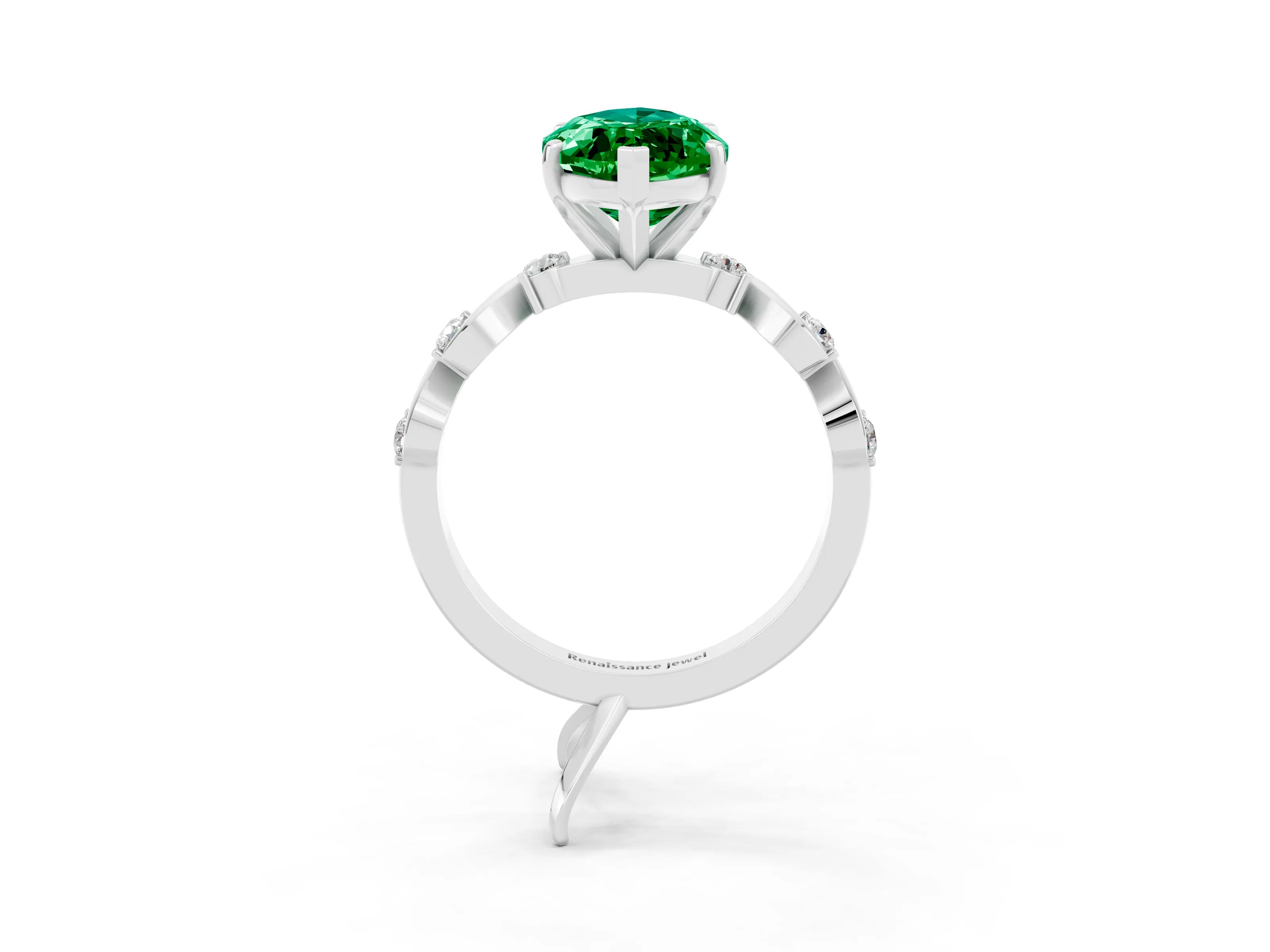 White gold Marquise Cut Solitaire Twisted Band with Prong Setting_3