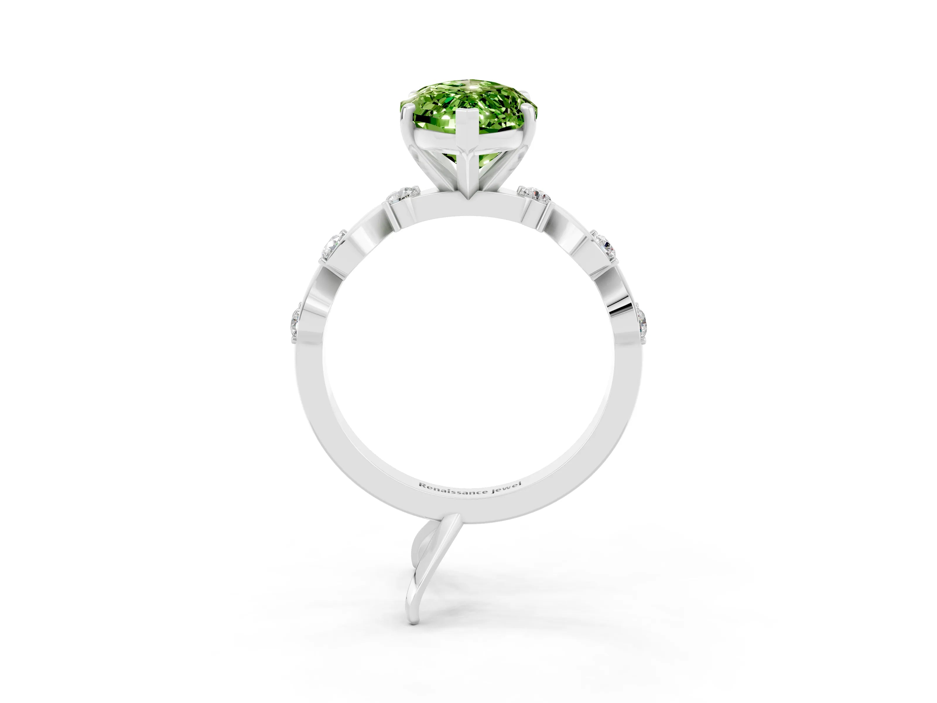 White gold Marquise Cut Solitaire Twisted Band with Prong Setting_3