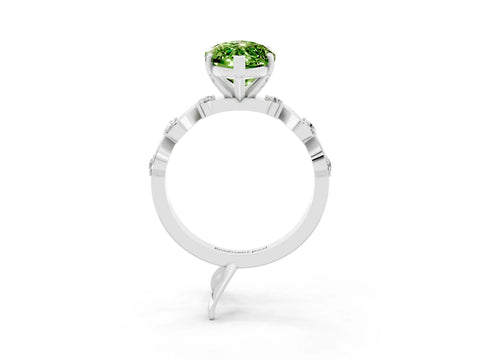 White gold Marquise Cut Solitaire Twisted Band with Prong Setting_3