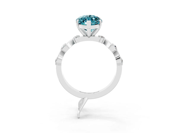 Platinum Marquise Cut Solitaire Twisted Band with Prong Setting