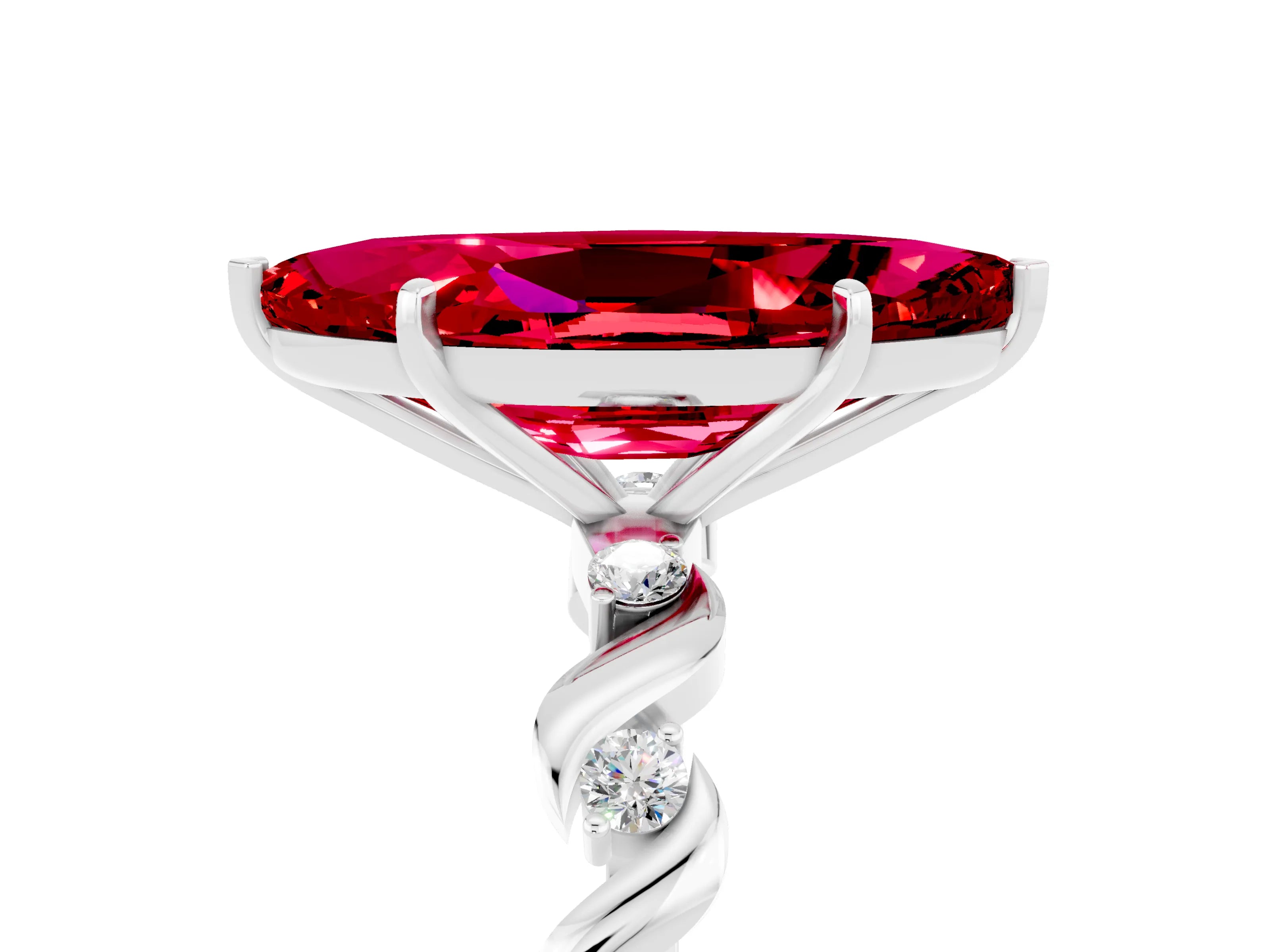 White gold Marquise Cut Solitaire Twisted Band with Prong Setting_41
