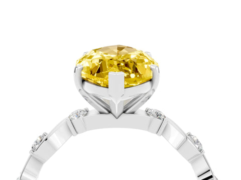 White gold Marquise Cut Solitaire Twisted Band with Prong Setting_4