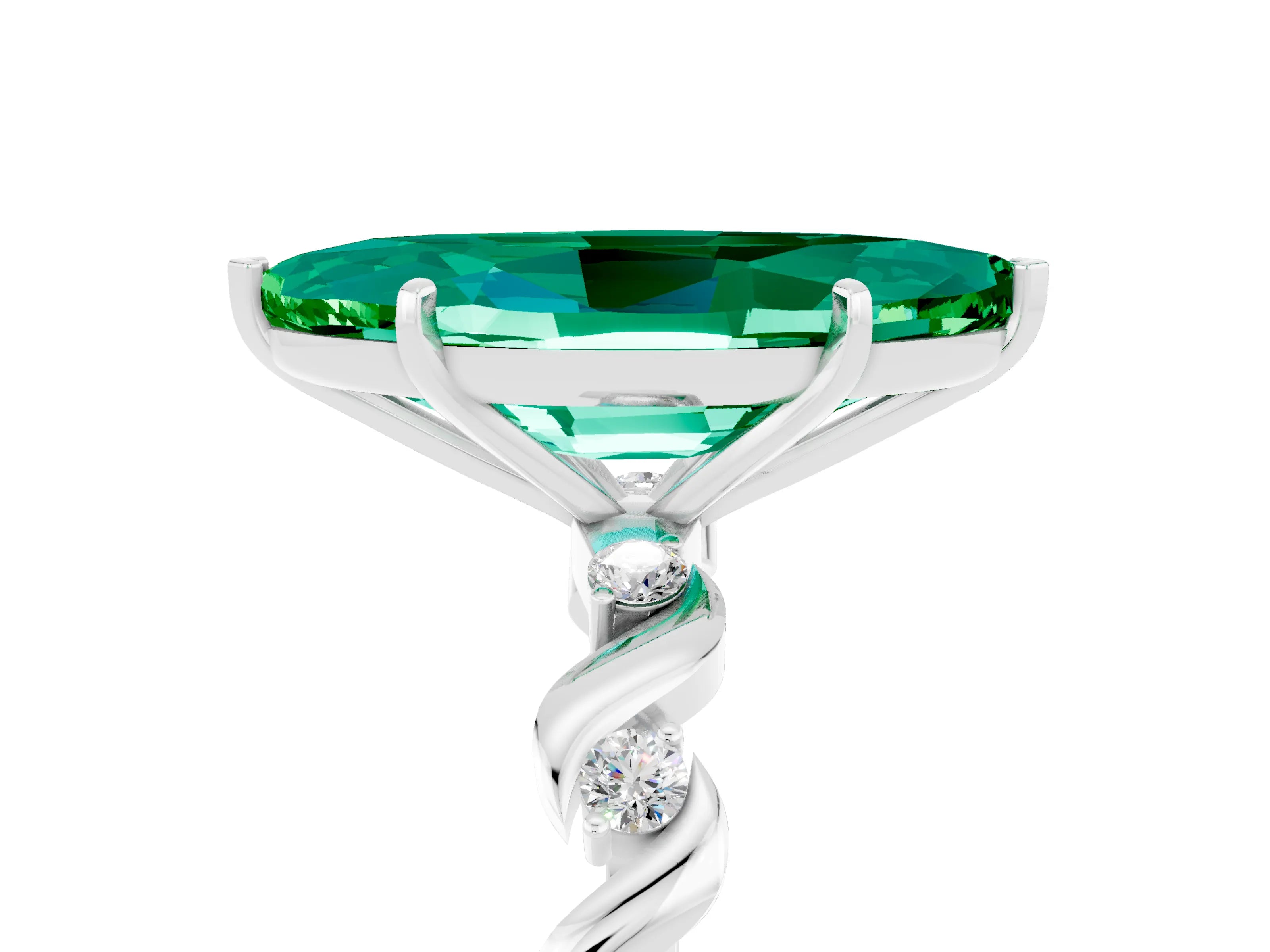 White gold Marquise Cut Solitaire Twisted Band with Prong Setting_5