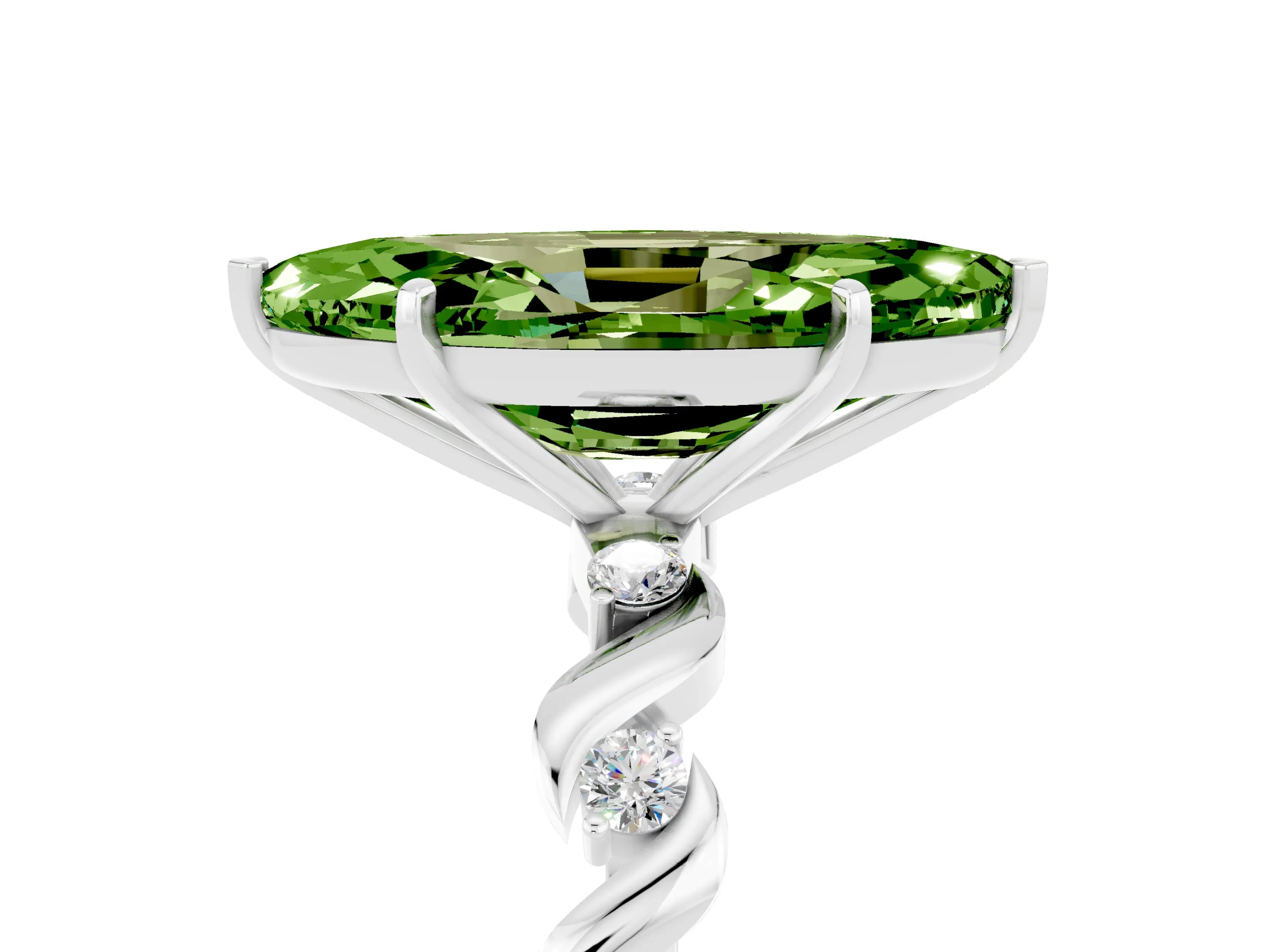 White gold Marquise Cut Solitaire Twisted Band with Prong Setting_5