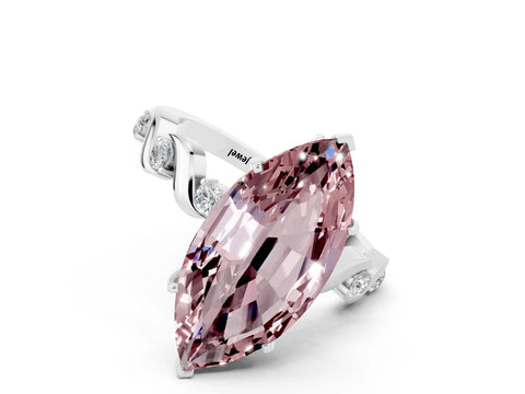 White gold Marquise Cut Solitaire Twisted Band with Prong Setting_6