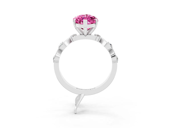 White gold Marquise Cut Solitaire Twisted Band with Prong Setting