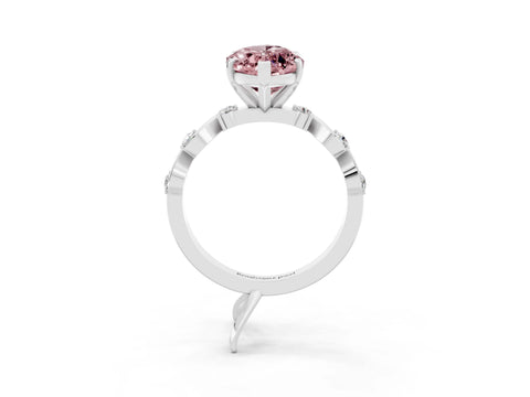 White gold Marquise Cut Solitaire Twisted Band with Prong Setting_9
