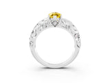 White gold Marquise Cut Solitaire Yellow Sapphire Leaf-Inspired Vine Band Ring with Prong Setting_27