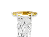 White gold Marquise Cut Solitaire Yellow Sapphire Leaf-Inspired Vine Band Ring with Prong Setting_29