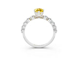 White gold Marquise Cut Solitaire Yellow Sapphire Ring with Pave Band and Four-Prong Setting_27