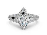 White gold Marquise Cut Split Shank Pave Diamond Engagement Ring with Four-Prong Setting_28