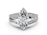 White gold Marquise Cut Split Shank Pave Diamond Ring with Four-Prong Setting_66