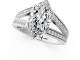White gold Marquise Cut Split Shank Pave Diamond Ring with Four-Prong Setting_67
