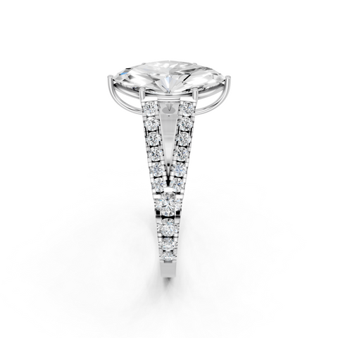 White gold Marquise Cut Split Shank Pave Engagement Ring with Four-Prong Setting_10